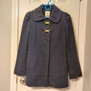 Anthropologie elevenses cotton/ wool blend navy blue pea coat